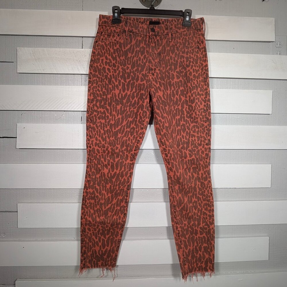 MOTHER High-Rise Rust Leopard Print Jeans